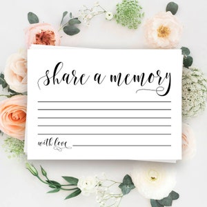 Share a memory card for funeral decor Keepsake cards Printable memorial cards Printable funeral card Funeral cards instant Memorial ideas