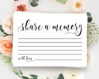 Share a memory card for funeral decor Keepsake cards Printable memorial cards Printable funeral card Funeral cards instant Memorial ideas