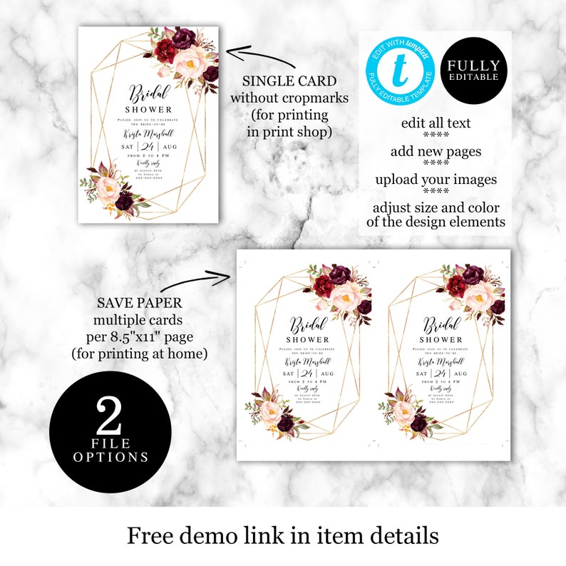 Printable Shower Invitation Template Bridal Invite Fully - Etsy
