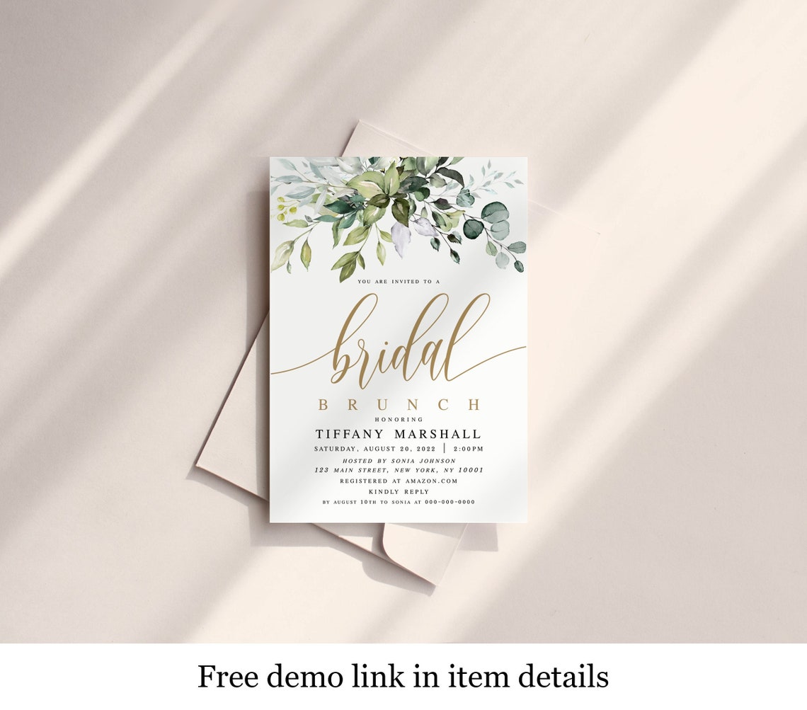 Bridal Brunch Shower Invitation Template Invite 5x7 Try image 1