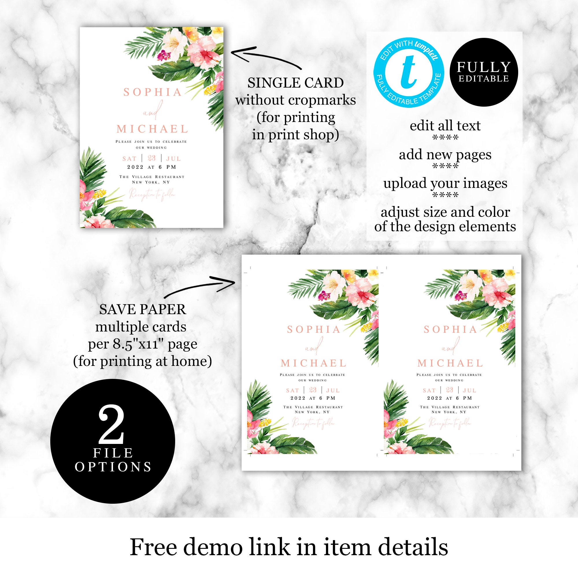 Hawaiian Wedding Invitation Template Try Before You Buy 100% | Etsy