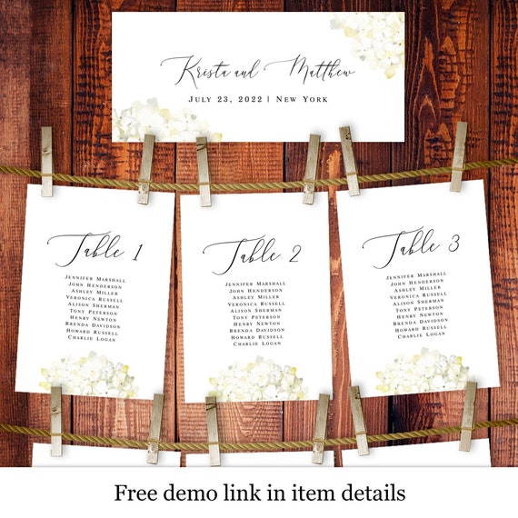 Seating Chart Cards Template Free