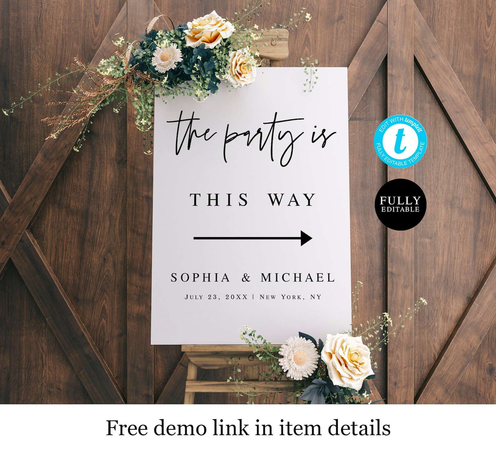 Printable Wedding This Way Sign Template Instant Download Etsy