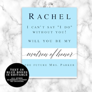 Will You Be My Matron of Honor Printable Asking Matron of Honor ...