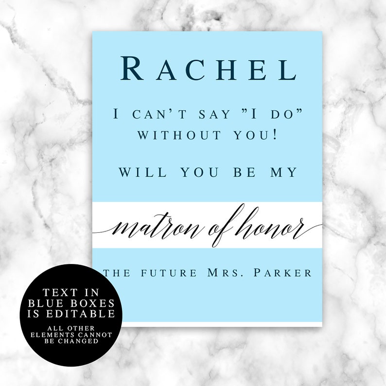 Will you be my matron of honor printable Asking matron of Etsy
