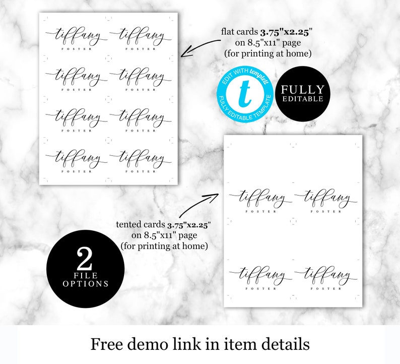 Decorations Self-Editing Printable Place Cards Template Templett Fully Editable Elegant #vmt410 Custom Digital Download Customizable