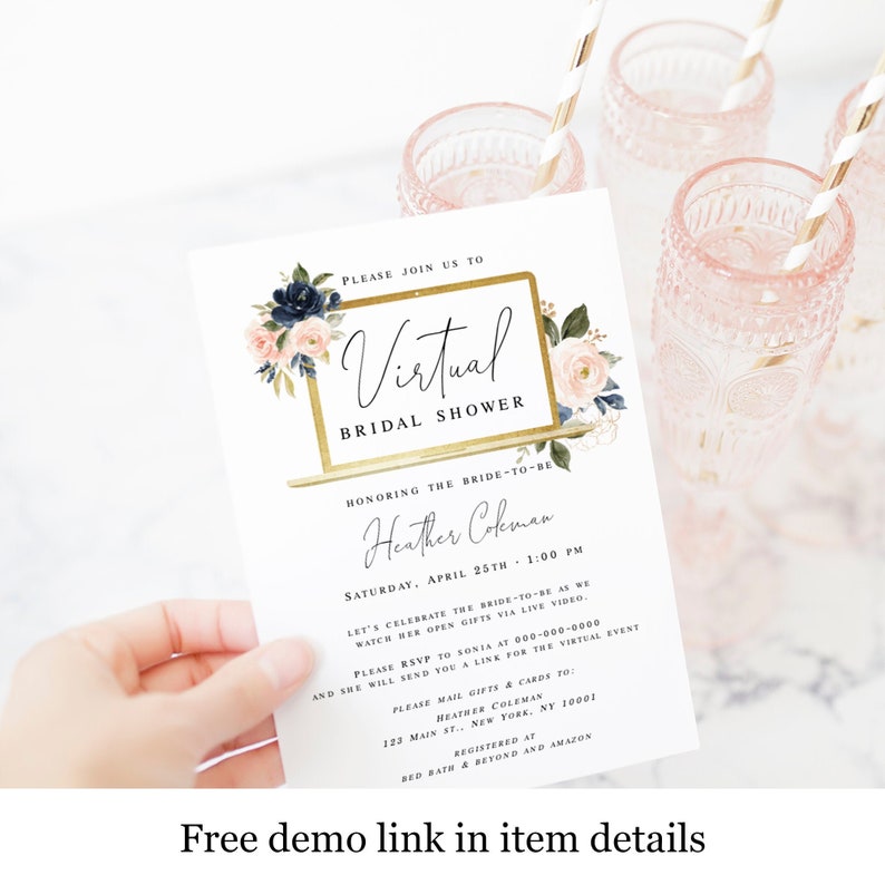 Virtual Bridal Shower Invitation Template Download Printable Etsy