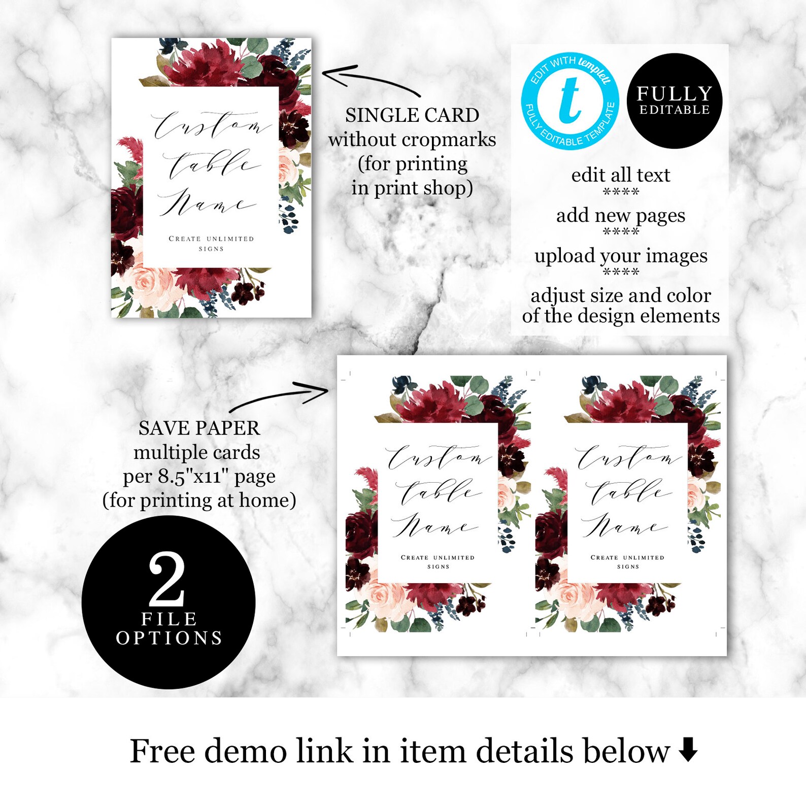 Unlimited DIY Table Names Template Personalized Sign Custom Etsy