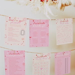 Hand Drawn Bachelorette Party Games Bundle, Pink Bachelorette Party Games Printable, Hen Do Dirty Bachelorette Weekend Games Bundle #c97pp image 2
