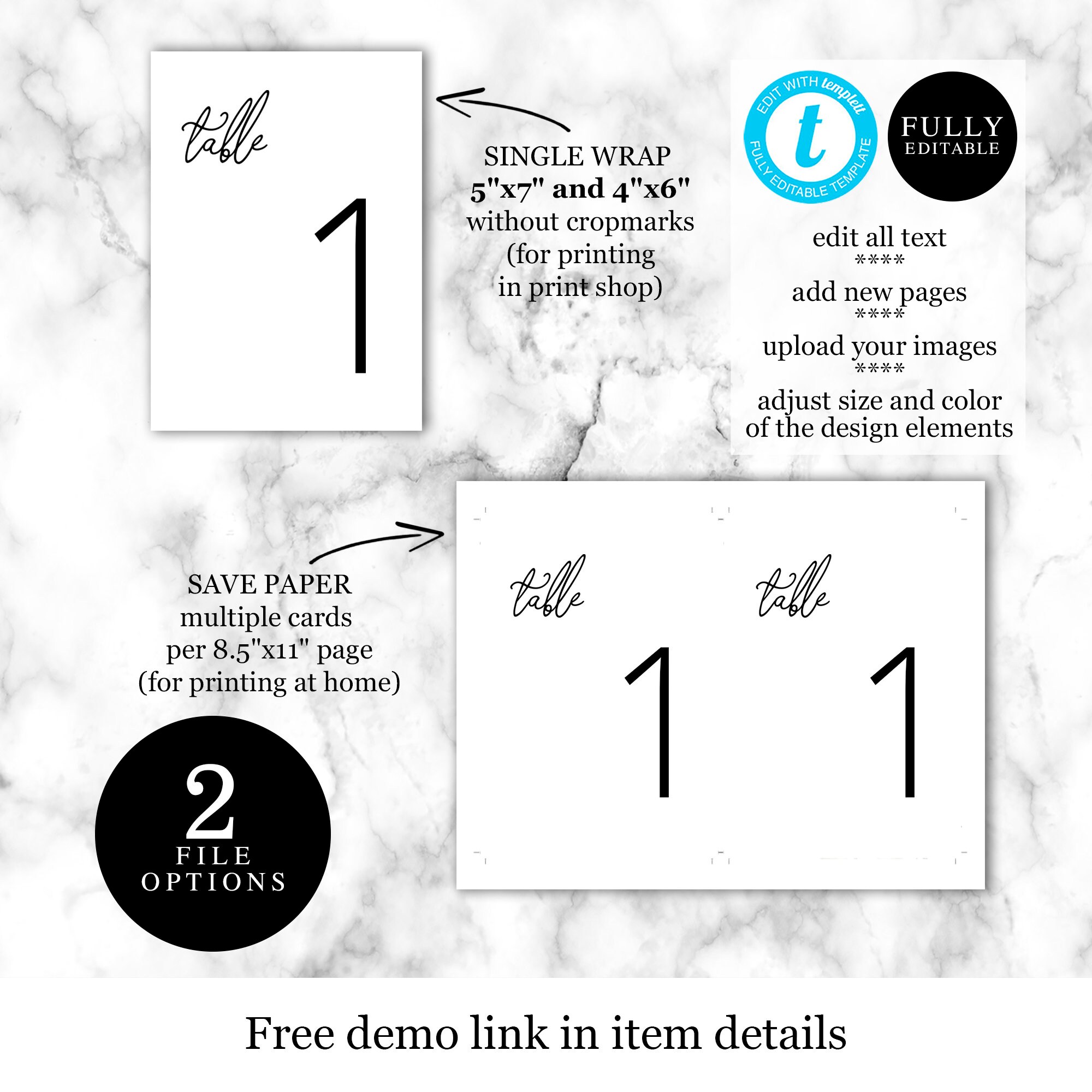 Table Numbers Fully Editable Template Templett Digital Etsy UK