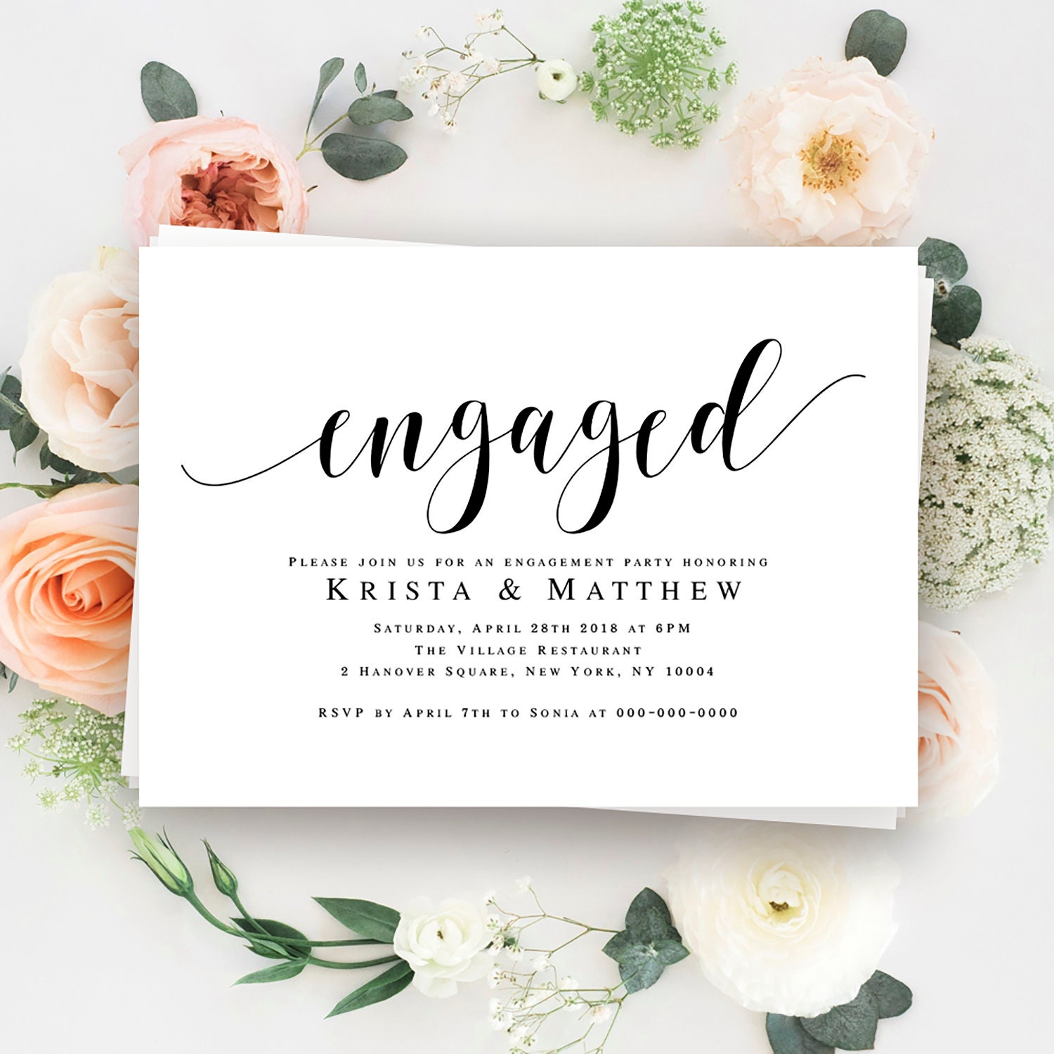 Engagement Invitation Printable Engagement Invites Editable Etsy