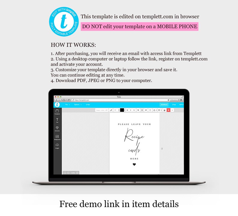 Place Recipe Card Here Sign Bridal Shower Sign Template Etsy