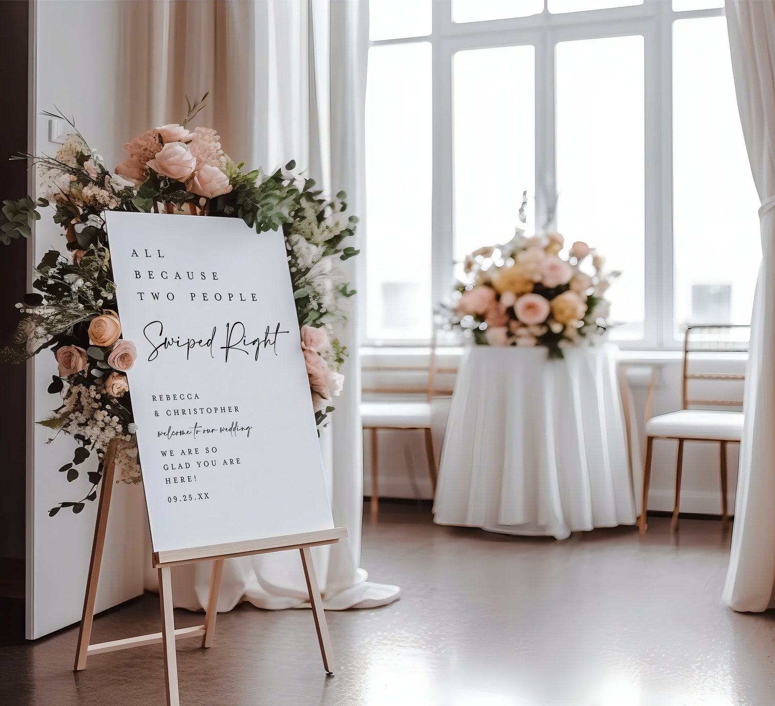 Wedding Welcome Sign Template All Because Two People Swiped - Etsy