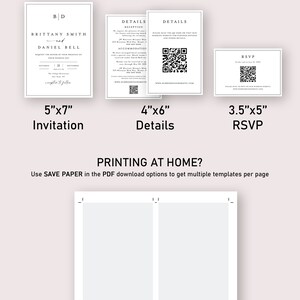 Wedding Invitation Template Set, QR Code RSVP, Minimalist, Simple ...