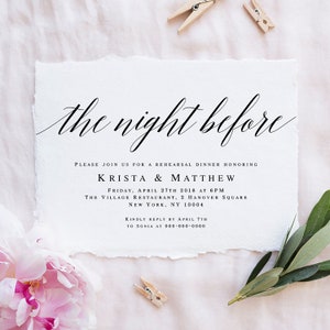 The night before invitation Rehearsal dinner invitation template Pre wedding party invitation Editable invitation Instant download DIY vm51 image 1