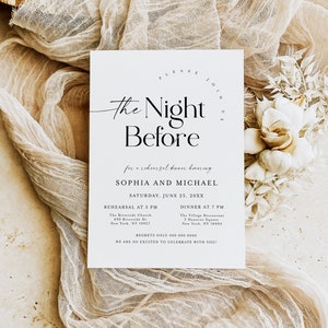 Minimalist Rehearsal Dinner Invitation Template, The Night Before Invitation, Printable, Modern Rehearsal Invite, Digital Download, DIY #f40