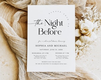 Minimalist Rehearsal Dinner Invitation Template, The Night Before Invitation, Printable, Modern Rehearsal Invite, Digital Download, DIY #f40