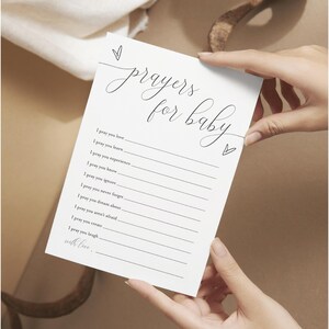 Gebeden voor babysjabloon, gebeden voor babykaart afdrukbaar, babyshower goed wensen kaart, bewerkbare gebeden voor babykaart #vmt12