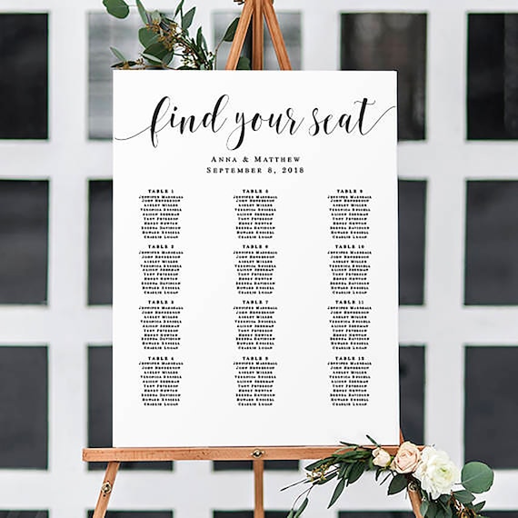 Editable seating chart Boho wedding seating chart sign Editable template 24x36 Seating chart download Wedding seating chart printable #vm31