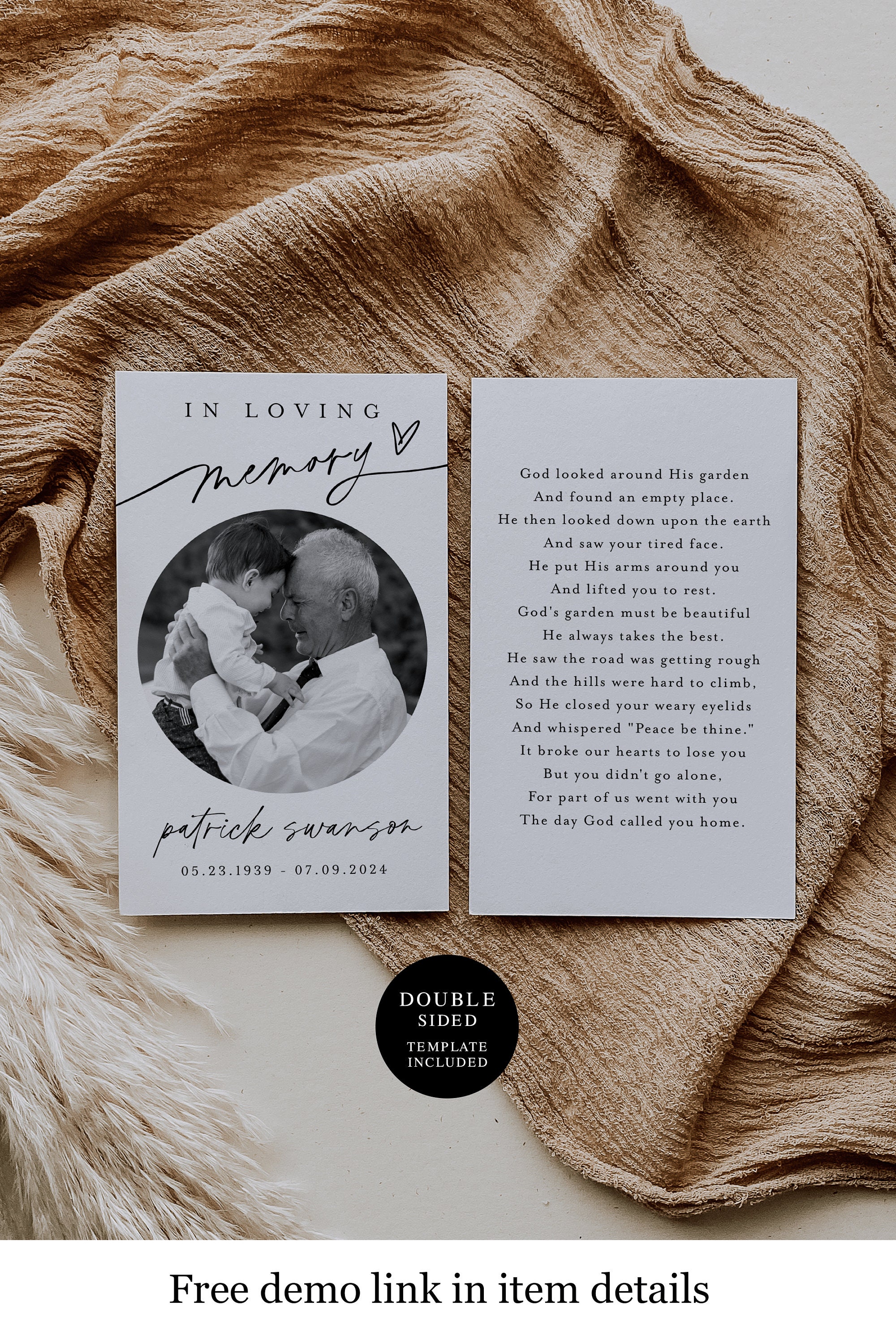 Memorial Prayer Card Template, In Loving Memory Card, Digital Download, Personalized, Catholic Mass Cards, Celebration Of Life Cards #f38