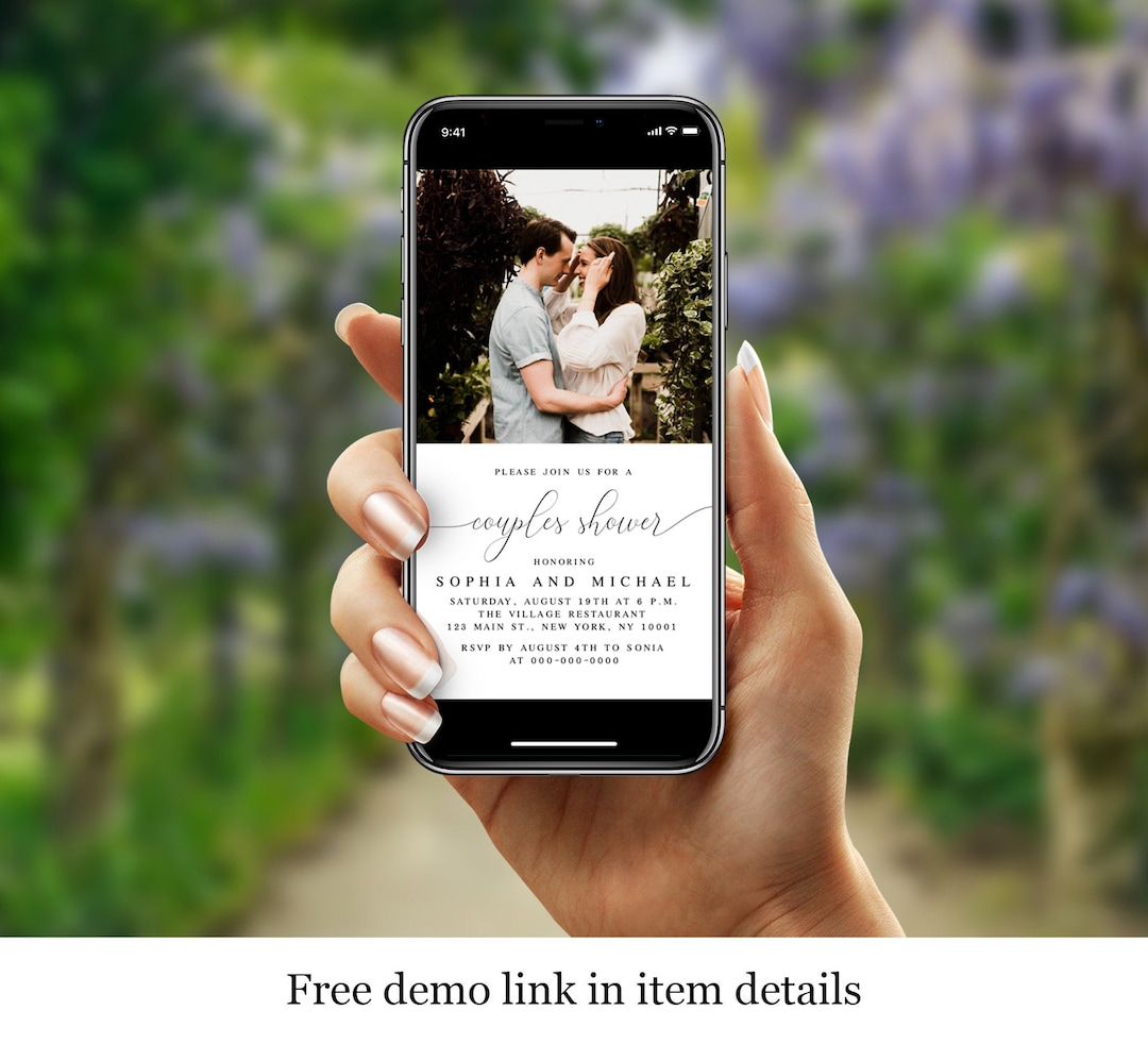Electronic Wedding Shower Invitation Template, Couples Invite, Evite, E