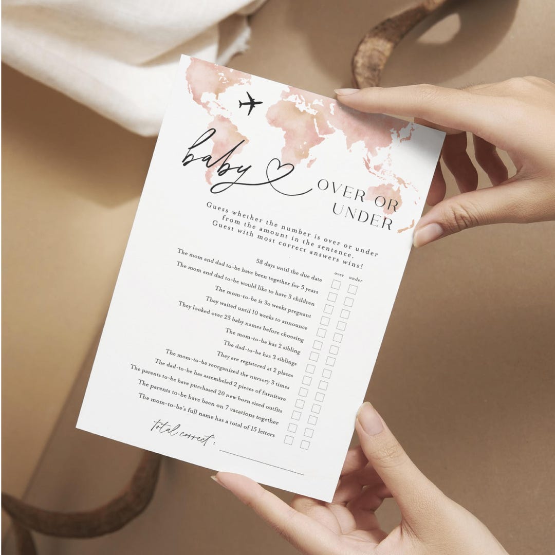 Over or Under Baby Shower Game, Over or Under Game, Editable Baby