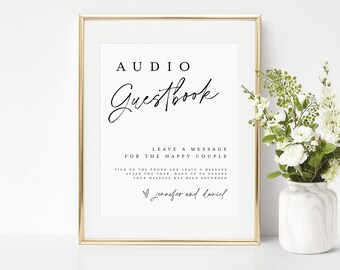 Audio Guest Book Sign Template, Pick Up The Phone, Telephone, Message Newlyweds, Fully Editable, Templett, Customize, Digital Download #f38