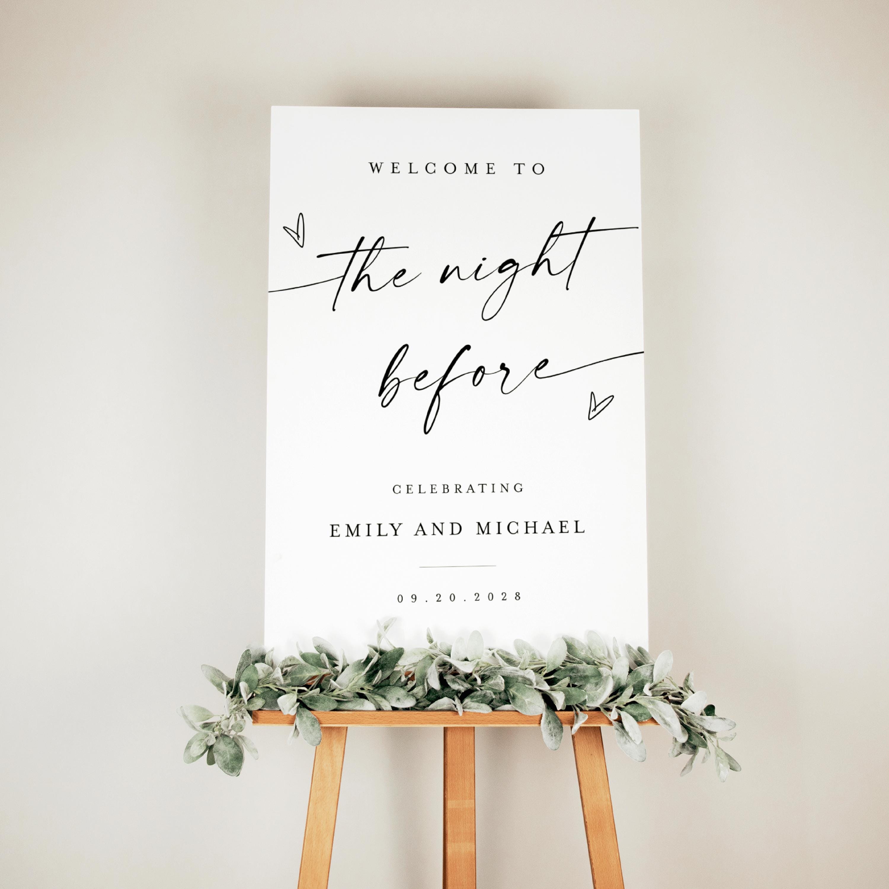 The Night Before Welcome Sign, Wedding Rehearsal Dinner Welcome Sign ...