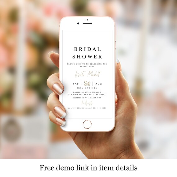 Bridal Shower Evite Electronic Invitation Template Text Etsy