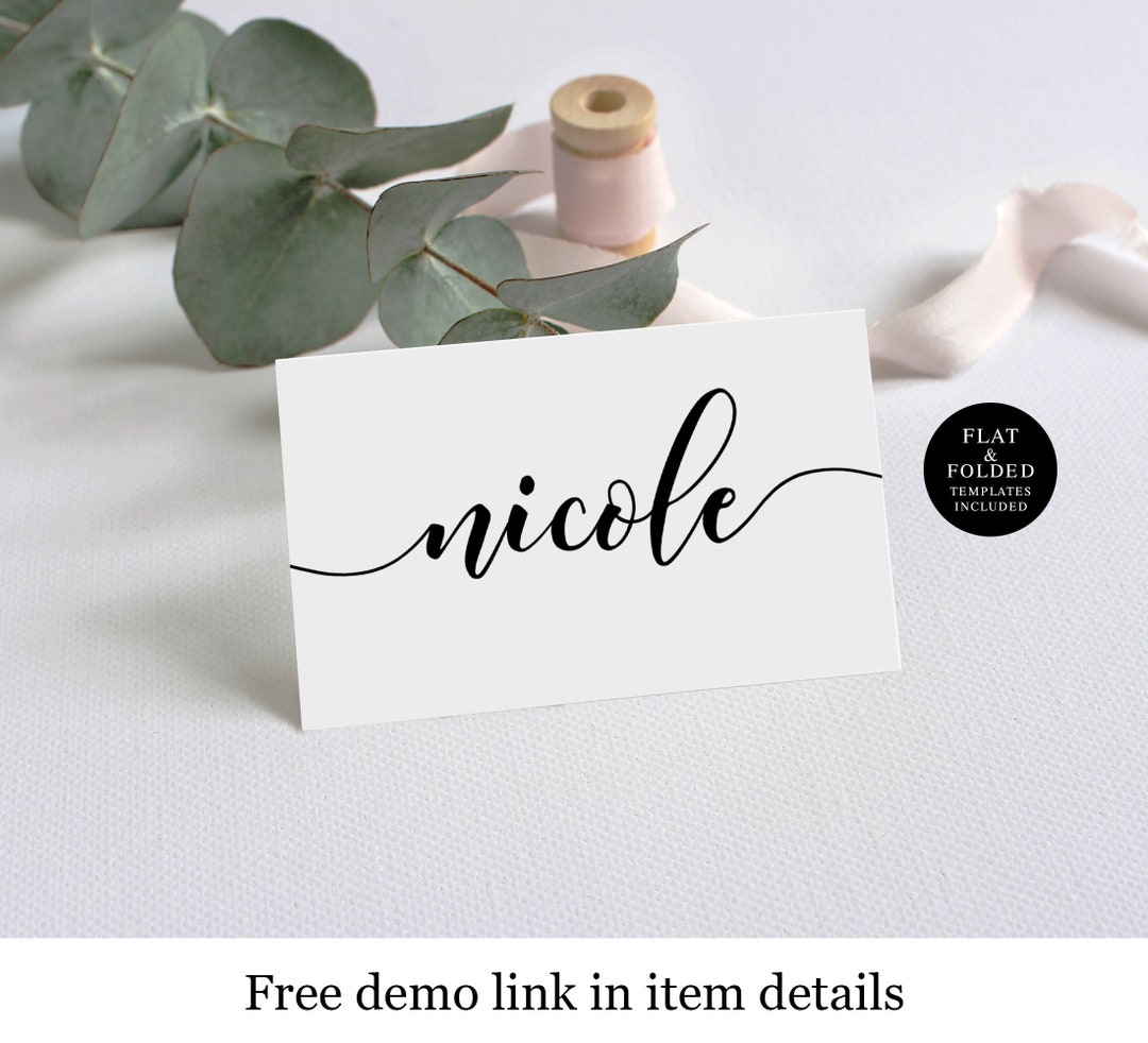 Wedding Place Card Template, Traditional Wedding Calligraphy, Border,  Editable Flat & Tent Place Cards, Printable, Templett INSTANT Download