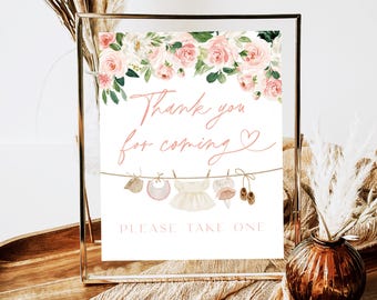 Pink Floral Baby Shower Thank You Sign Template (Digital Download 5x7, 8x10)
