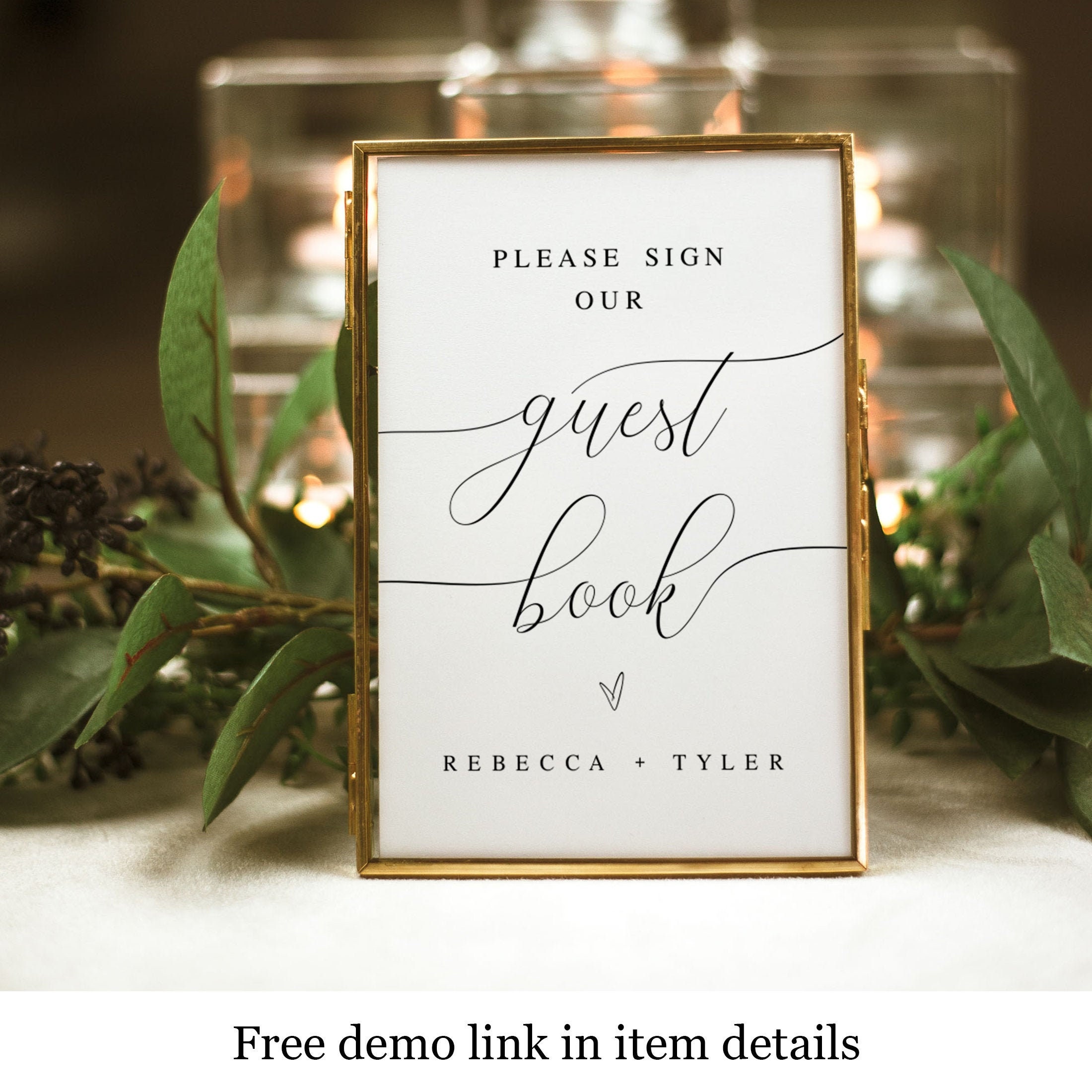 Please Sign Our Guestbook Sign Template, 100% Editable Text
