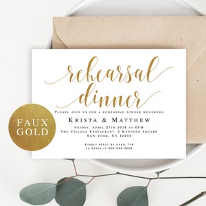 Gold rehearsal dinner invitation template Rehearsal invitation template download Gold wedding decorations Invitation instant download #vm32