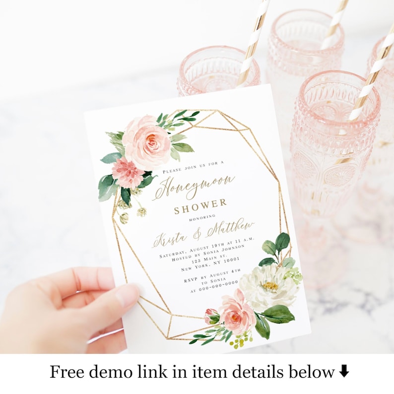 Wedding Honeymoon Shower Invitation Template Couples Party Etsy