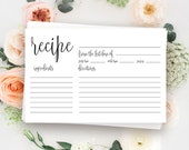 Recipe cards printable Bohemian shower Bridal shower Recipe cards 4x6 Bridal shower ideas Printable recipe cards Garden bridal shower #vm41