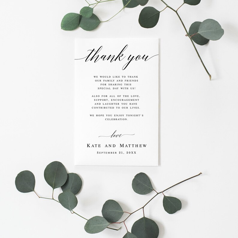 Wedding thank you notes Printable templates Editable thank you template Thank you for guests Thank you table cards for Wedding cards vm51 image 2