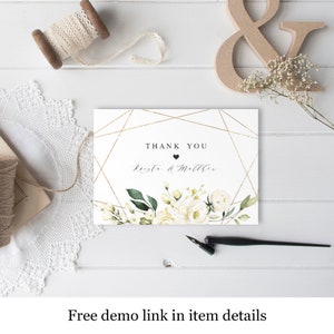 Wedding invite sets printable templates Try before you buy 100% Editable Templett Invitation White Floral, Simple, Gold Geometric vmt3116 image 7