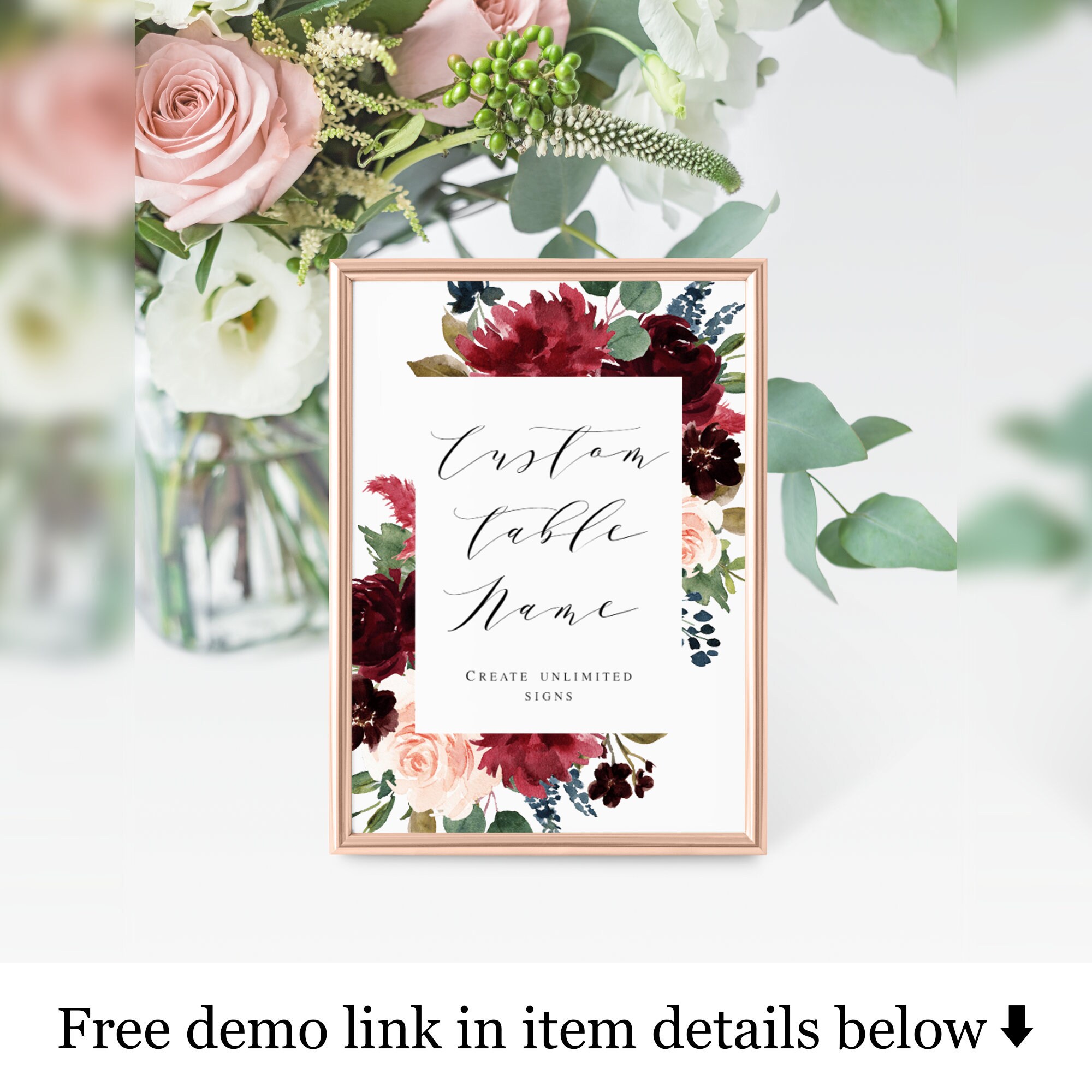 Unlimited DIY Table Names Template Personalized Sign Custom Etsy