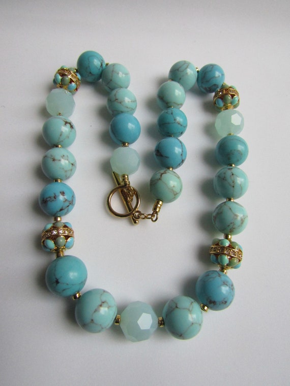 Vintage Signed RALPH LAUREN Turquoise and Amazonite Beaded