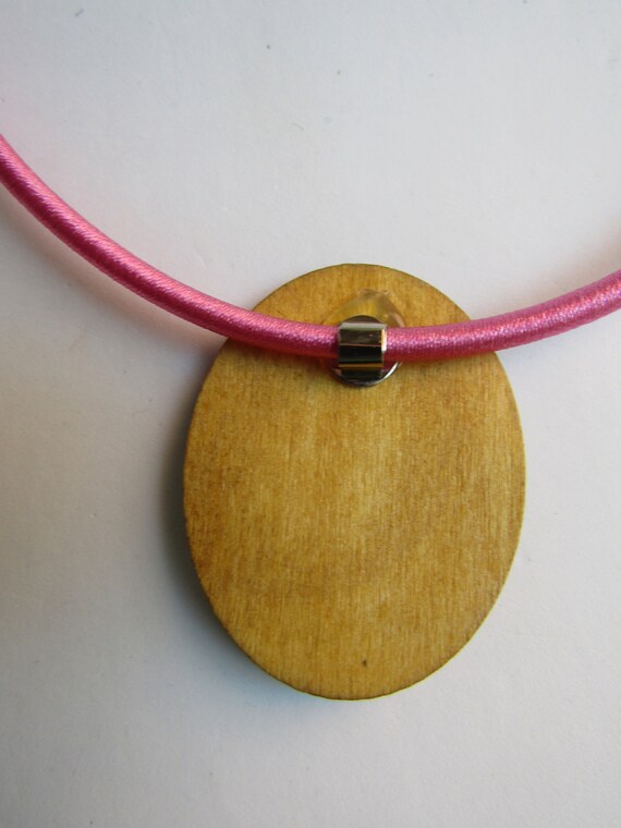 Mother/'s Day Gift LC Silk 5mm Cord necklace with Hand Made Silk Organza Pink and Purple Flower Floating Pendant Love it
