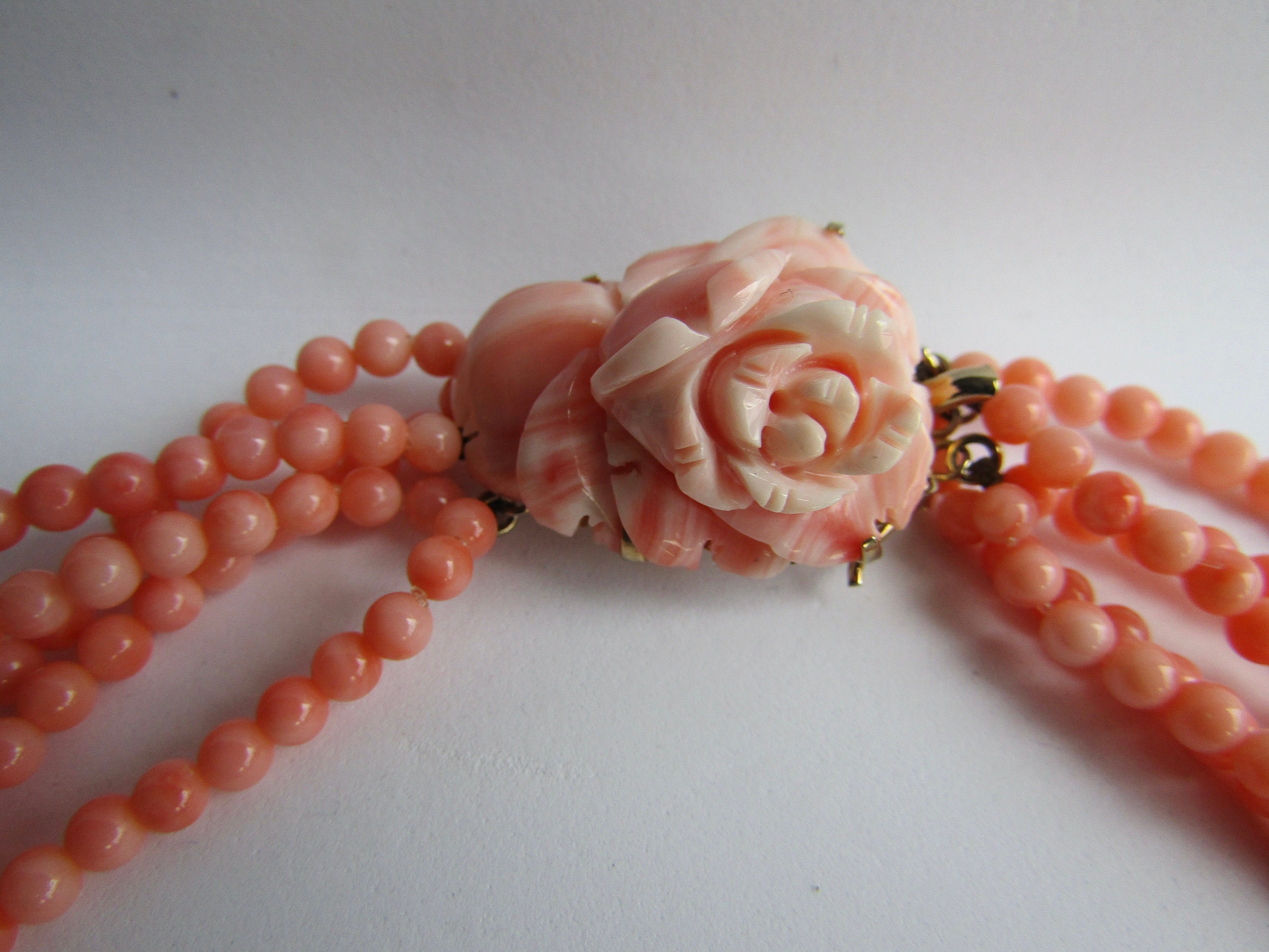 Sautoir En Corail Rose Peau D'ange - Longueur 90 Cm+, Acier Inoxydable, Neuf
