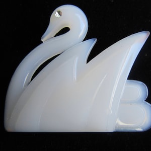 Vintage Plastic Stylized Swan Brooch with Rhinestone eyes  Made in Denmark Marked Arn-Art M BDesign