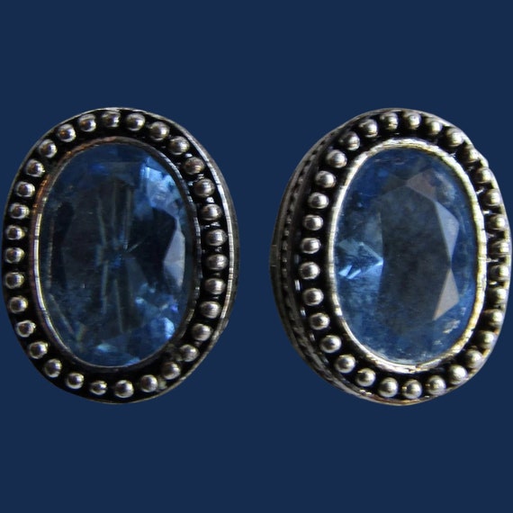 Vintage Avon SP Simulated Aquamarine Paste Gems C… - image 1