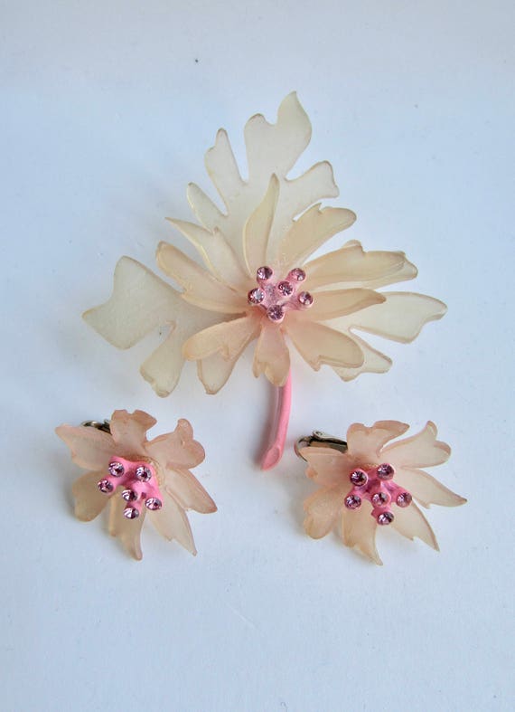 Vintage Cellulose Acetate Transparent Peach Flower