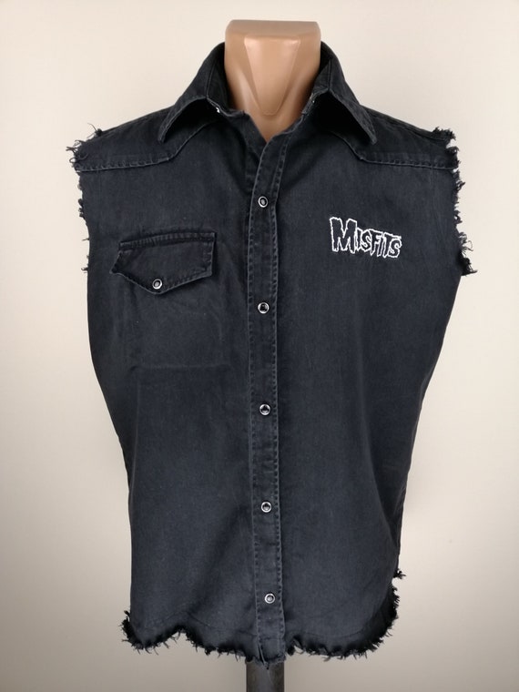Misfits Fiend cut-off denim shirt, Misfits band, D