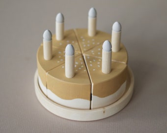 Wooden birthday cake toy  - Salted caramel - Wooden cake - Birthday gift kids  - Play food - Play kitchen - Gift for kids