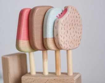 Wooden Ice Lolly set - Ice cream toy  - Popsicle set - Gift for kids - Pretend play - Play food toys - Gift for kids