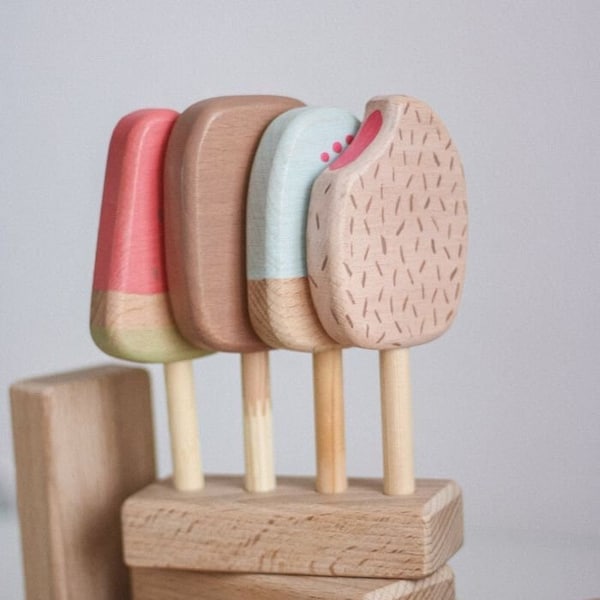 Wooden Ice Lolly set - Ice cream toy  - Popsicle set - Gift for kids - Pretend play - Play food toys - Gift for kids