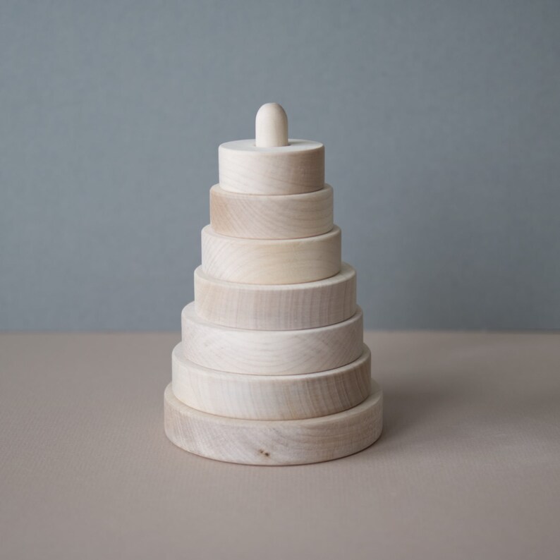 Wooden Stacking Pyramid natural Maple Wood Wooden Toy Etsy