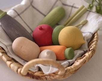 Légumes en bois - Jouets en bois - Jeu de simulation - Jouet alimentaire - Jouets végétaux - Jeux de cuisine - Cadeau pour enfants - Montessori